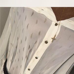 Allen B. by Allen Schwartz Sheer Cream Blouse